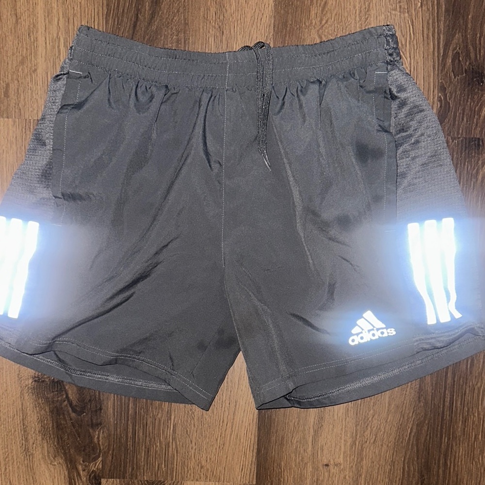 Adidas Black Athletic Shorts with Reflective Stripes